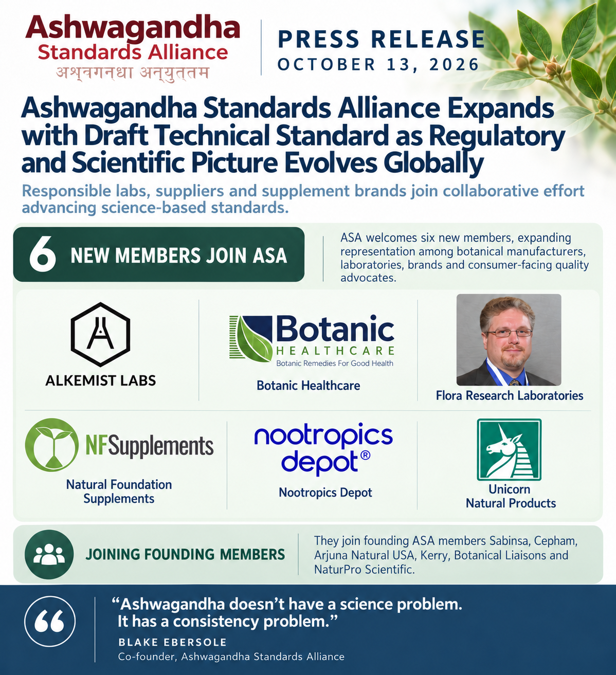 Ashwagandha Standards Alliance Press Release